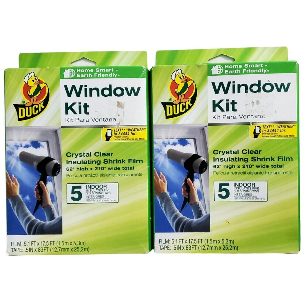 New Shrink Film Insulation Kits Winter Wrap 5 Windows 62"x 210" Duck 2 Boxes